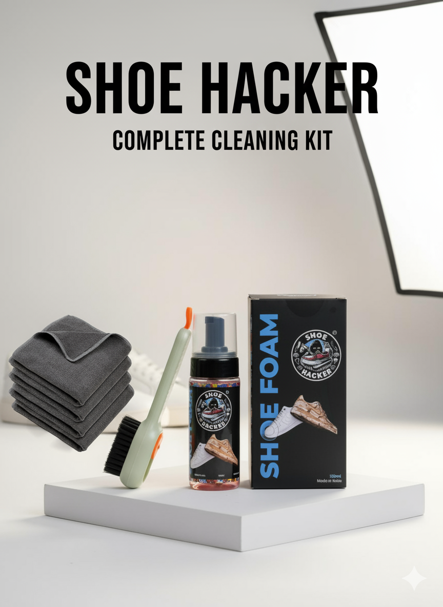 All in one kit shoe cleaning foam 150 ml with free brush and micro fiber clothe